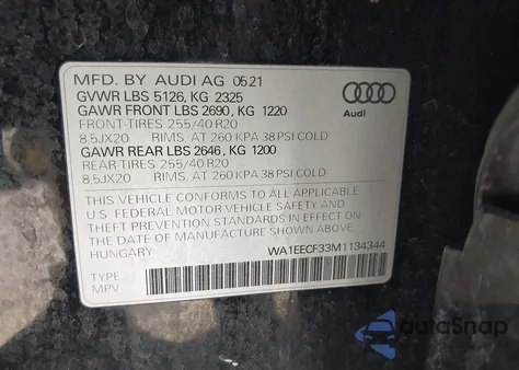 2021 Audi Q3 Premium Plus 45 Tfsi S Line Quattro Tiptronic from USA, damaged, VIN WA1EECF33M1134344